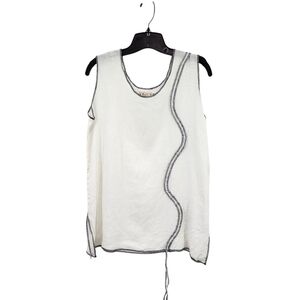 Bodil Women's 100% Linen Contrast Stitching Tank Top White - XS